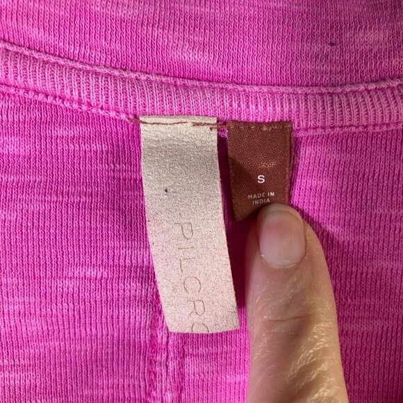 Womens Pilcro V Neck Ribbed‎ Knit Top Long Sleeve Pink S Cotton Elastane - Picture 7 of 8